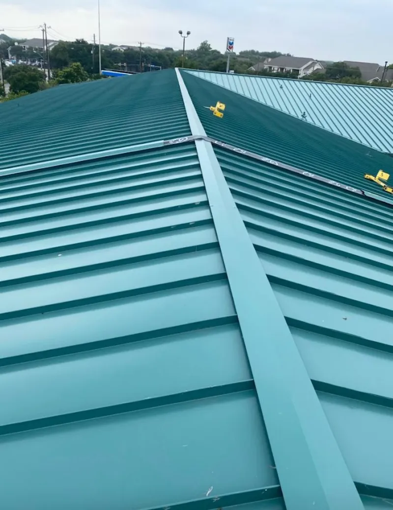 Green commercial metal roof ridge and valley for Metal Roof Repair in Bell Gardens